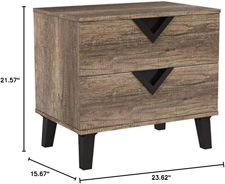 Baxton Studio Nightstands, 2-Drawer Nightstand, Light Brown