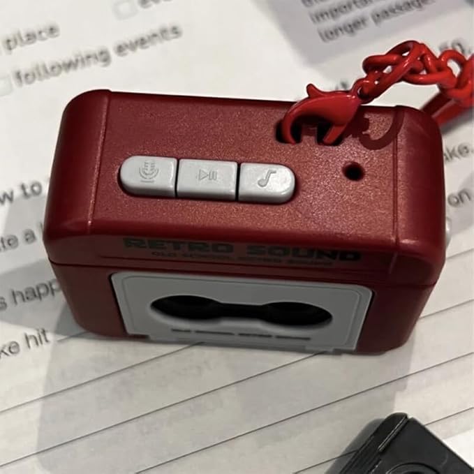 Image of ZWERLIN Retro Tape Recorder 3D Keychain with Sound | Mini Vintage Cassette Player Key Ring | Fun Novelty Gift for Men Women Kids | Pack of 1 Random Colour