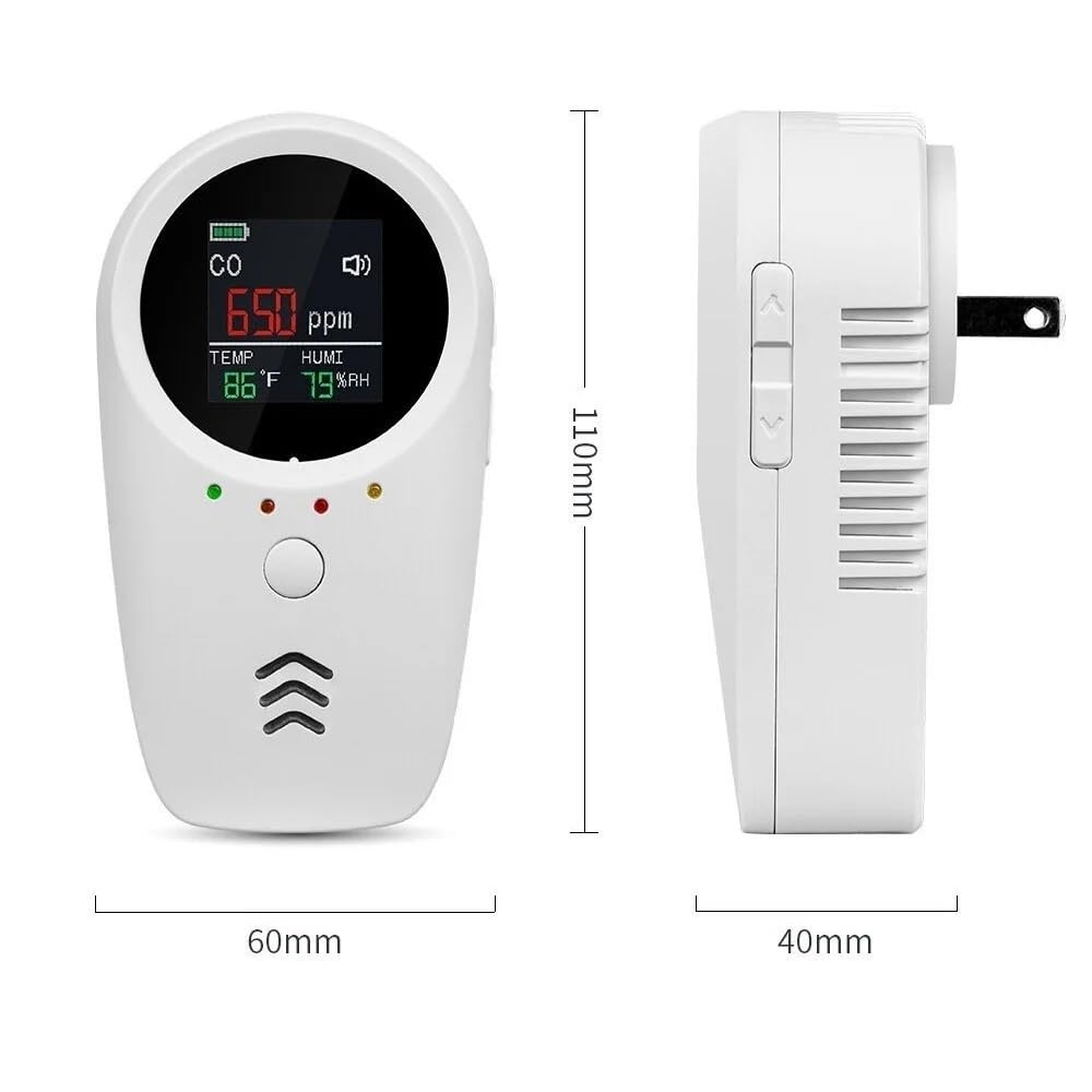 Detector de gas montaje en pared 4 1 con monitor temperatura y humedad CO LPG, batería integrada para oficina casa