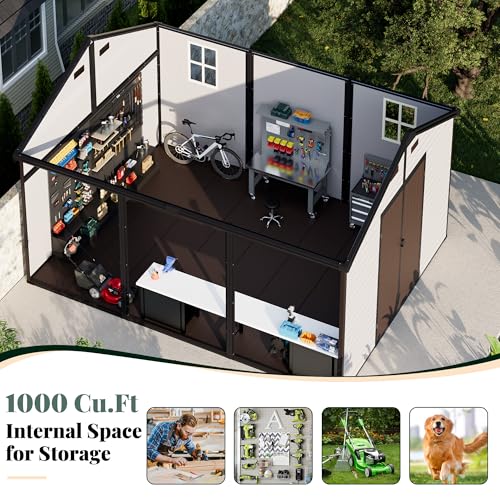 Jocisland 10 x 13.5 x 8 FT Gable Roof Resin Storage Shed with Floor - Image 2