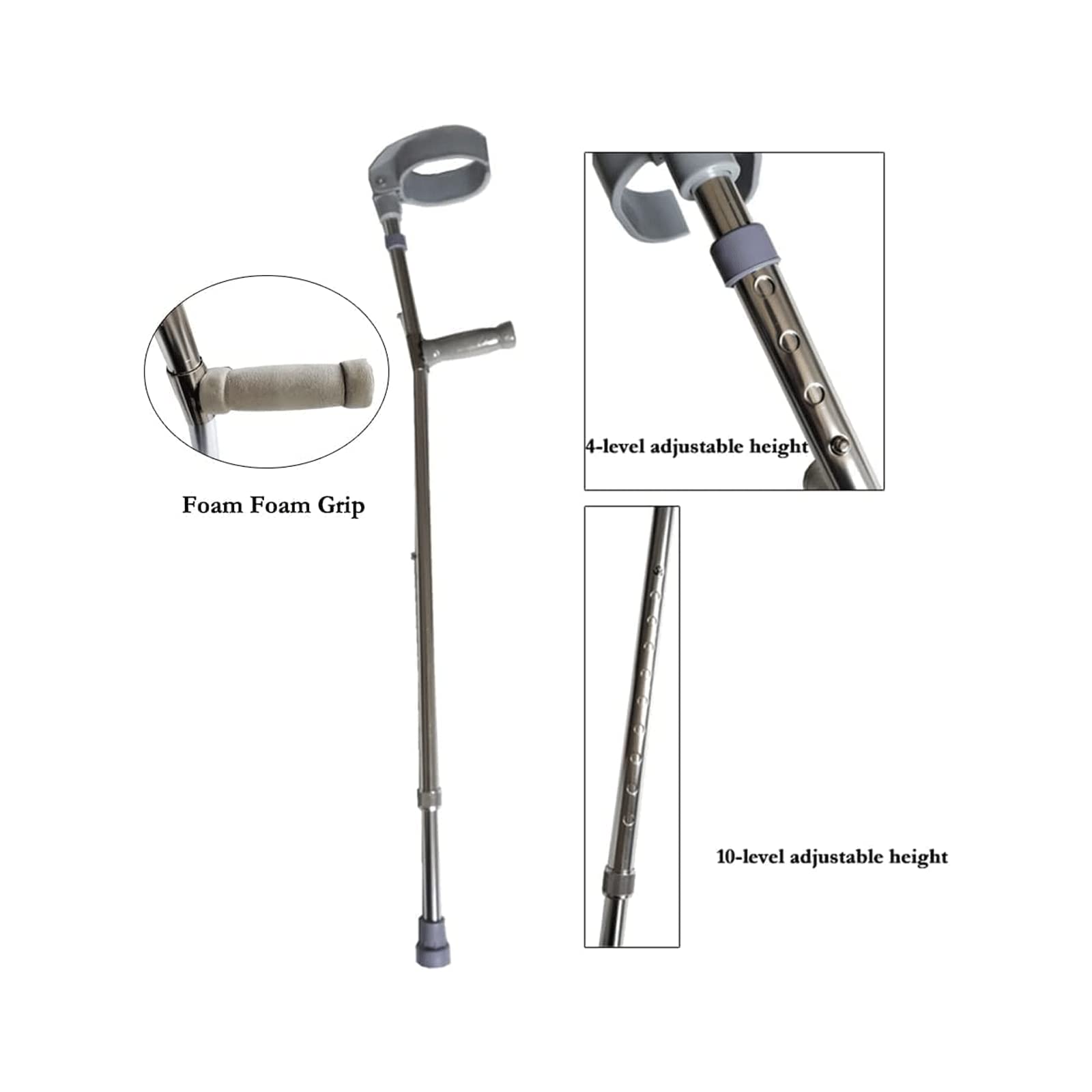 PAASHE Muletas portátiles, Bastones de antebrazo de 2 Piezas con puños de Cierre Giratorio, Bastones para Caminar, bastón Ajustable de Aluminio para Caminar