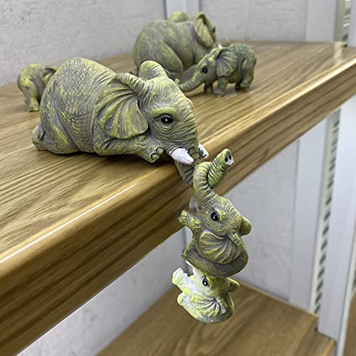 3Pcs/Set Elephant Sitter Hand-Painted Figurines, Mother And Two Babies Hanging Off The Edge Of A Shelf Or Table, Collectible Resin Figurines Ornaments #TOP5