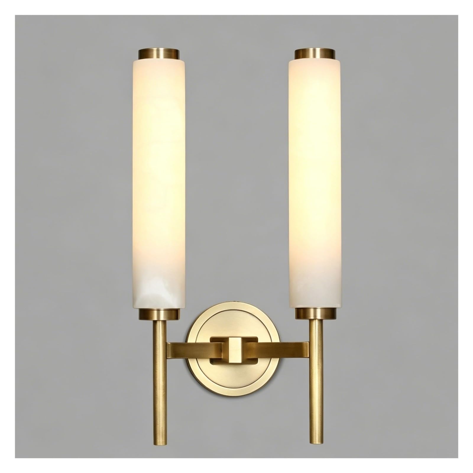 LUOYAOB Modern Brass Wall Sconce 1 Light Cylinder Glass Wall Mounted Light Fixture Indoor Wall Lamp for Bathroom Bedroom Living Room Hallway Corridor Interior Home Wall(A,2LIGHT)