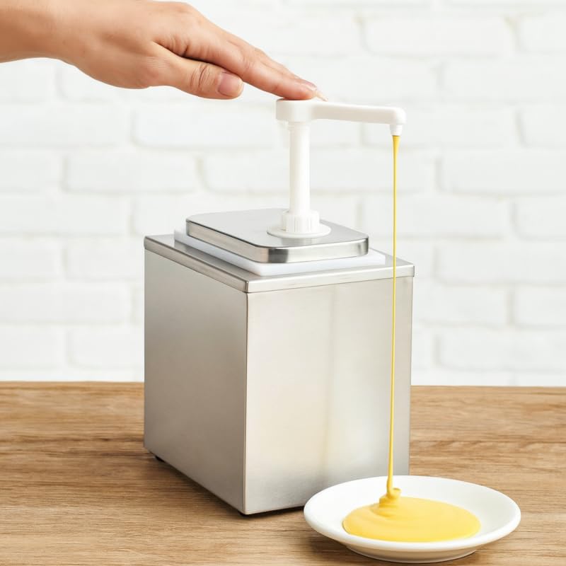 Distributeur de Sauce Inox 2L - 1 Pompe - Dosage Précis - Hygiénique et Professionnel