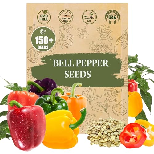 Premium Rare Bell Pepper Seeds – 150 Heirloom Non-GMO Vegetable Grow, Sweet, Crisp & Juicy PeppersSeeds for Planting - Sweet Capsicum Seeds for Garden, Patio, Balcony – Easy to Grow (Bell Pepper)