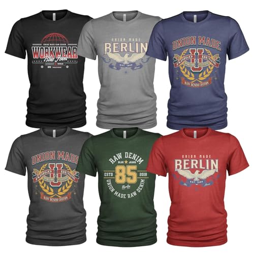 Herren 6er Pack T-Shirt Set Lässiges T Shirt mit O-Ausschnitt