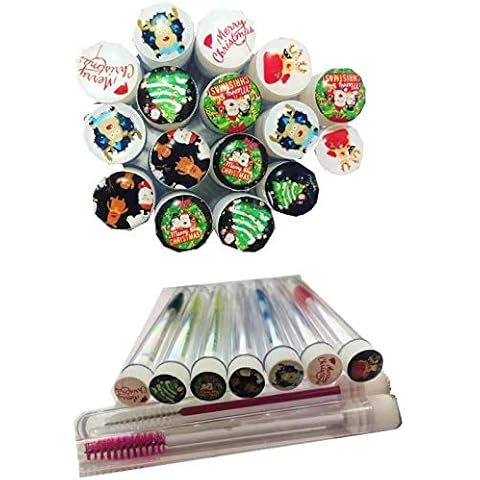 20 Pcs Lash Disposable Mascara Brushes Diamond Eyelash Spoolies Makeup Brush Mascara Wand Xmas Cover