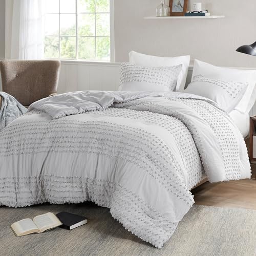 Comfort Spaces Cotton Comforter Set Jacquard PomPom Tufts Design, Down