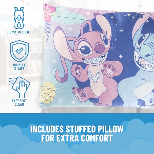 Image of Jay Franco Kids Slumber Bag and Pillow - 54 x 27 Inch Comfy Indoor Sleeping Bag for School and Sleepovers, 2 Piece Set, Multi - Lilo & Stitch