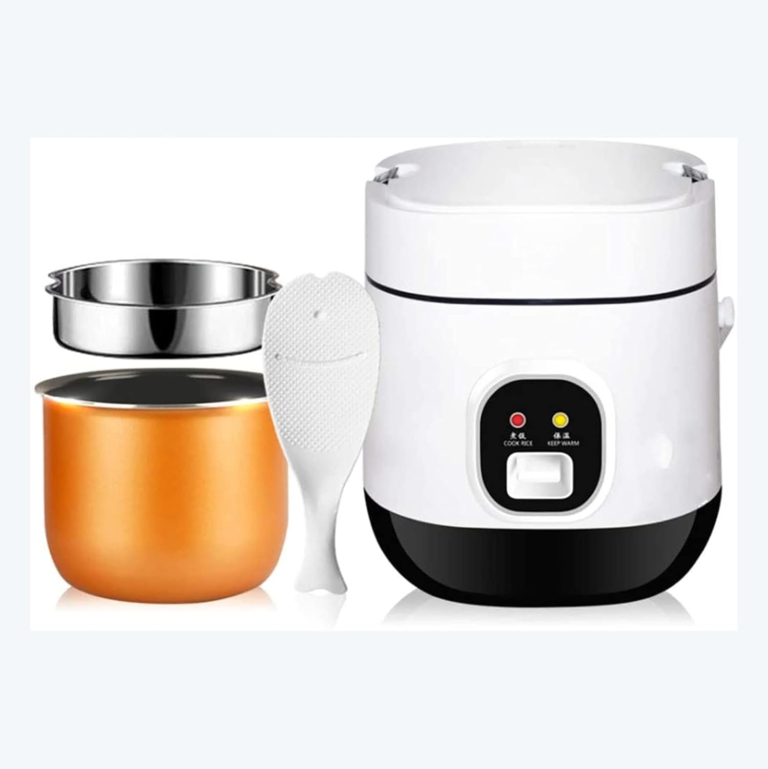Mini Rice Cooker - Steame Pot (1.2L/200W) Multifunctional Rice Cooker, One-button Operation, for 1-2 People,220-240V US/EU Power(A)