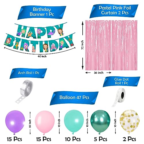 Image of Party Propz Mermaid Theme Birthday Decorations - Large 68Pcs, Birthday Decoration Items For Girl | Mermaid Tail Cutout | Mermaid Cake Topper Combo Set | Mermaid Balloons for Birthday Decoration