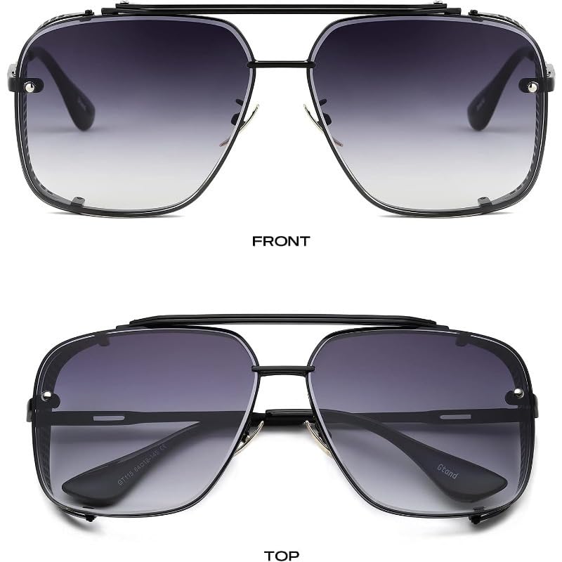 Oversized Steampunk Square Pilot Sunglasses for Men Women Outdoor Shades Glasses3