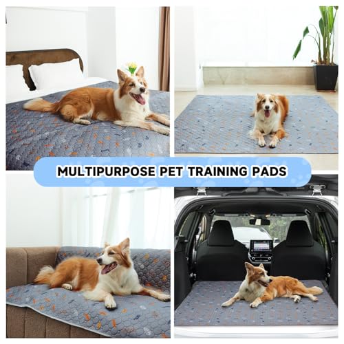 Image of Sunheir 2-Pack Extra Large Reusable Dog Mat for Floor, Dog Playpen, Non-Slip Waterproof, Super Absorbent Washable Pee Pads for Dogs, Pet Whelping Pads, Crate (36 inch x 41 inch, Light Grey)