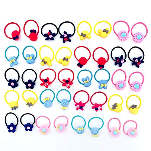 KUKIFUN 40 Piece /20 Pairs Baby Girls Hair Ties Mix Colors Elastic Rubber Hair Ties, Colorful Elastics,Hair Bands, Pigtails Hair Accessories for Girls and Children