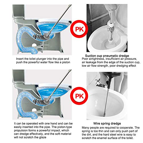 Image of Pilarmuture Toilet Plunger,Hanging Toilet Dredge with Long Stainless Steel Handle,Non Slip Toilet Clog Unclogger,Bathroom Toilet Dredge Tool,Piston Type Toilet Clog Unclogger