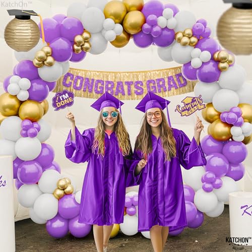 Image of Graduation Decorations 2026 | Purple and Gold Graduation Balloons Arch Set - Huge Pack of 67 | Congrats Grad Banner, Graduation Photo Props | Grad Party Supplies | KatchOn