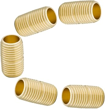 Brass Pipe Fitting Close Nipple, 1/4" NPT Male x 1/4" NPT Male, 7/8" Length 1200psi Pack of 5
