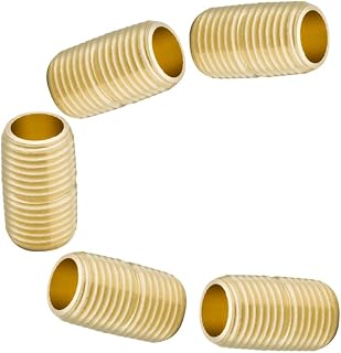 Legines Brass Pipe Fitting Close Nipple, 1/4" NPT Male x 1/4" NPT Male, 7/8" Length 1200psi (Pack of 5)