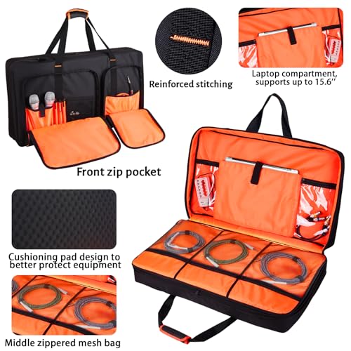 Image of DJ Controller Case for DDJ-FLX10 / 1000 /REV7 /REV5 /800 / FLX6 AlphaTheta DDJ-GRV6 With Thick EVA Padding, Adjustable Shoulder Strap,Fits Up to 15.6 inch Laptops- Perfect for DJ and Music Producers