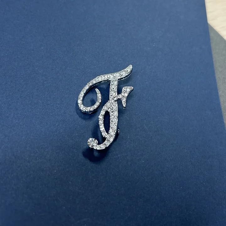 Image of Rhinestone Initial Brooch Pin for Women, Alphabet Gold Letter Brooch A-Z with Crystal, Metal Pin for Hat Bag Dress Suit Accessory for Men