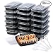 50Pack 1000ml,34 oz Clear Plastic Food Storage Containers with Airtight Black Lids And Fork Spoon，Foodsaver,Lunchbox,Ruseable Meal Prep Containers，Microwaveable And Freezer & Dishwasher Safe (50-Pack)