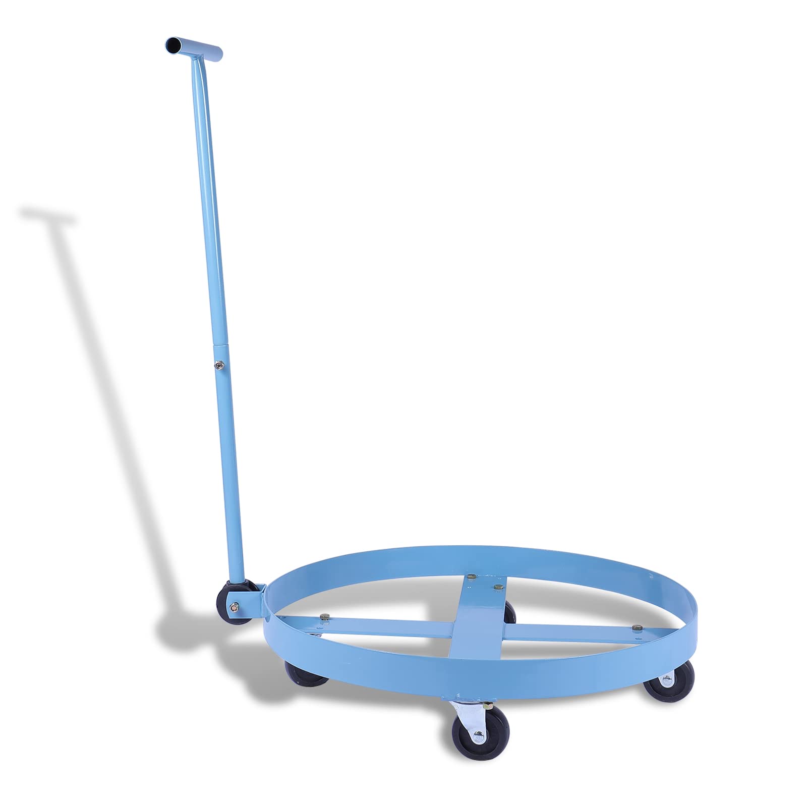 Zevcri 55 Gallon Drum Dolly with Handle Metal Heavy Duty Barrel Dolly with 4 Swivel Casters Wheels 1000 lbs Load Capacity Round Dolly Hand Truck Trolley On Wheels for Oil Drums, Blue