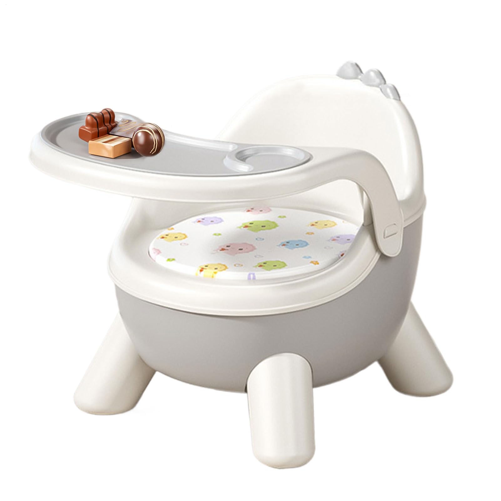 Silla Para Comer Bebé Silla Infantil de Comedor con Diseño de Dinosaurio | con 2 Bandejas Extraíbles y Asiento Ergonómico, para Alimentación en Casa, Guardería o Exteriores