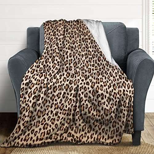 LANIY Leopard Print Brown Fluffy Sherpa Throw Blanket For Couch Sofa Plush Shaggy Fleece Blanket Soft, Fuzzy, Cozy, Warm Microfiber Throw Solid Blanket 100x130cm (JJ0519146)