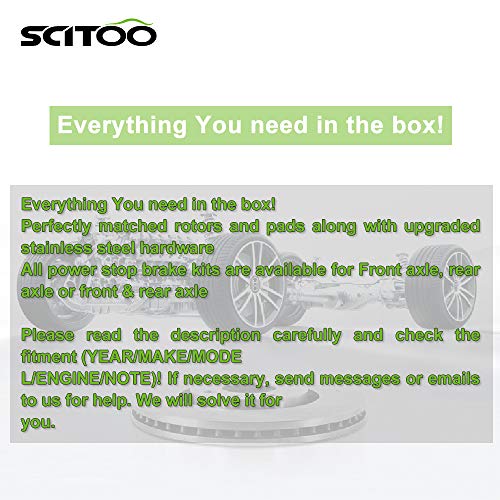 Image of [SCITOO Brake Kits] - (4) Front and Rear Drilled and Slotted Brake Rotors (8) Ceramic Pads for 1999-2000 for Honda Civic | Fit For Honda For Civic 1999-2000