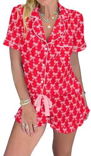 Image of KevaMolly Women Novelty Knotted Candy Cane Christmas Pajama Set