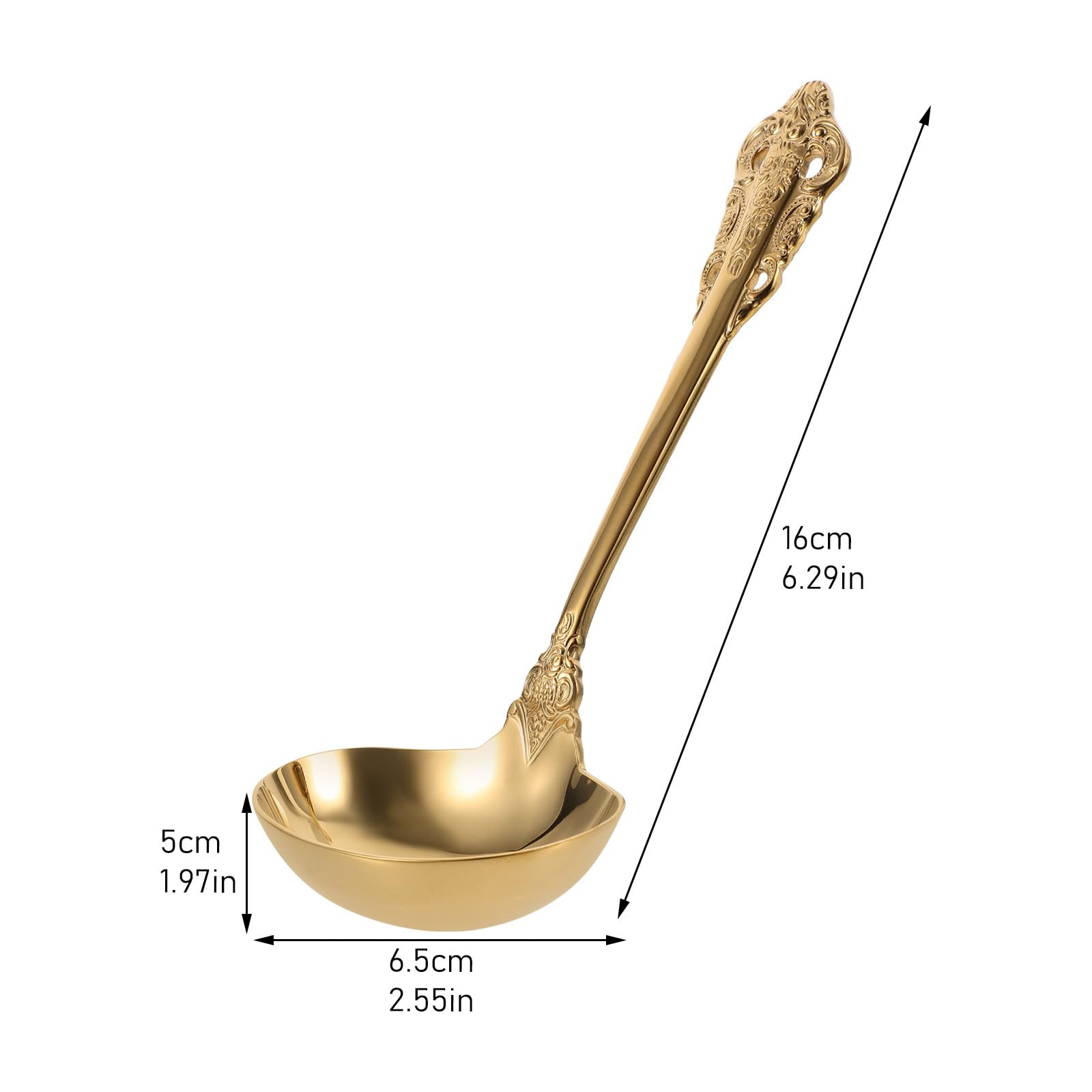 Cucchiaio da Minestra in Acciaio Inossidabile 304 Dorato Grande, Mestolo da Cucina Impugnatura Antiscivolo, Utensile per Pentola Calda per Uso Professionale e Famigliare