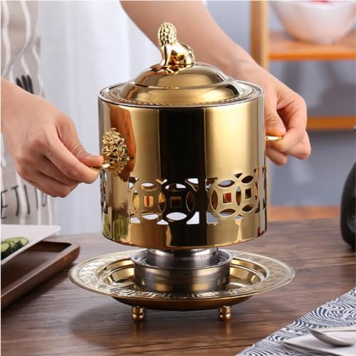 Olla chafing de alcohol pequeña acero inoxidable oro miniatura 7