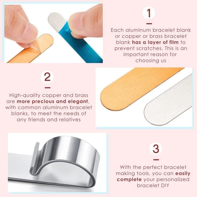 17Pc Bracelet Metal Stamping Kit Stamping Bars Cuff Ring Metal Strips Stamp Jewelry Making Kit With Bracelet Bender Tool| | - - (Color: Photo color)