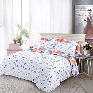 Printed Floral Duvet Cover Set with Pillow Cases 100% Cotton White Grey Reversible Bedding Sets 200 Thread Count Quilt Covers Double King Super King Bed Size (Double, Floral Abstract)
