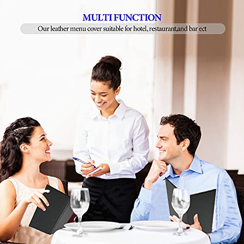3 packs of 425 x 11 inches leather menu covers with strong wood inside 2 view leather menu holder book style double fold panel for restaurant coffee bars cocktail425x11 2 views3 pcs