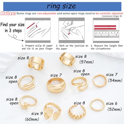 f me 10 pcs gold rings set for women non tarnish 18k gold plated chunky stackable rings statement stacking womens ring pack
