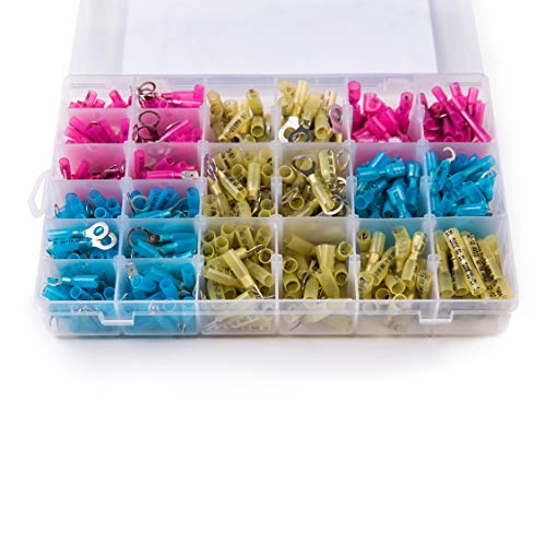 Whoho Growinghealthily - 540 PCS Heat Shrink Connector, DIY Insulated Waterproof Crimp Connector, Electrical Terminal kit, Circular Fork Hook Butt Joint. CE, RoHS, SGS Certification.