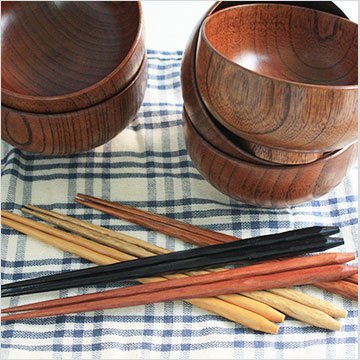 Amazon.co.jp: 木のお椀10点セット 汁椀5客・箸5膳福袋セット : ホーム