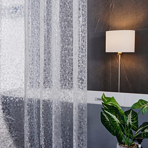 Furlinic Rideau de Douche Transparent 120x180cm Anti Moisissure Imperméable avec Bloc de Verre en Bas Pavé Rideau de Baignoire avec 8 Crochets