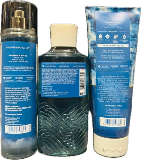 Body Care - BBWs Sea Salt Coast Trio Gift Set, Fragrance Mist, Body Wash & Body Cream (Packaging may vary)