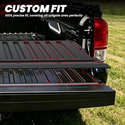 Image of LASFIT Tailgate Mat for Toyota Tacoma 2005-2015 (Not Fit Drop-in Liners) | All Weather Truck Tailgate Liner for Tacoma TPE Tailgate Protector Liner Tacoma 2005-2015 Accessories Black