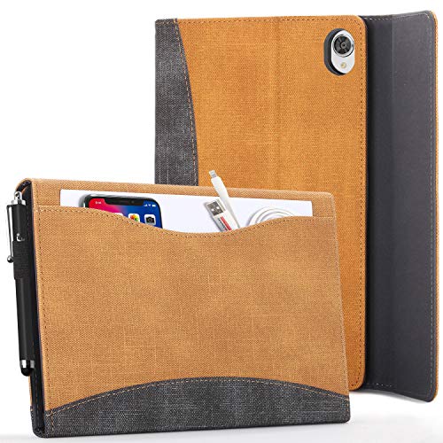 Forefront Cases Funda para Lenovo Tab M8 FHD - Soporte Lenovo Tab M8 FHD Funda y Bolsillo para Documentos - Marrón - Lenovo Tab M8 FHD 2020 8 Pulgadas TB-8705F / 8705N Funda, Case, Cover