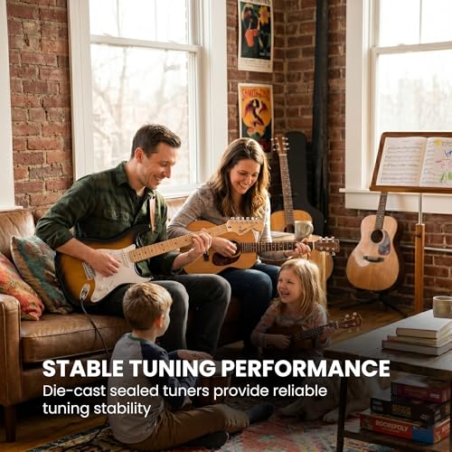 Image of Fender Squier Sonic Stratocaster - 2-Color Sunburst Bundle with Mustang Micro Headphone Amp, Cable, Tuner, Strap, Picks, and Austin Bazaar Instructional DVD