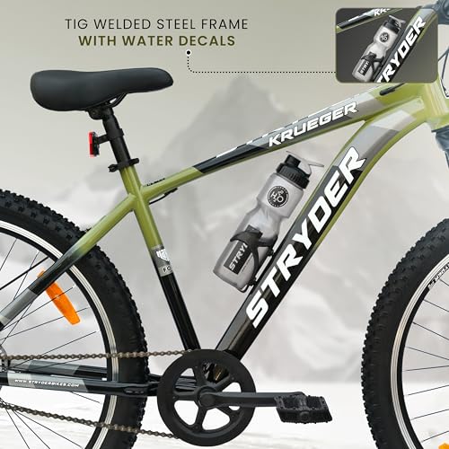 Image of Stryder 27.5T Krueger Mountain Cycle for Men & Women with Front Suspension and Dual Disc Brake | Single Speed Cycle - Ideal for 12+ Years (Frame: 18 Inches) (Sage Green::Black)