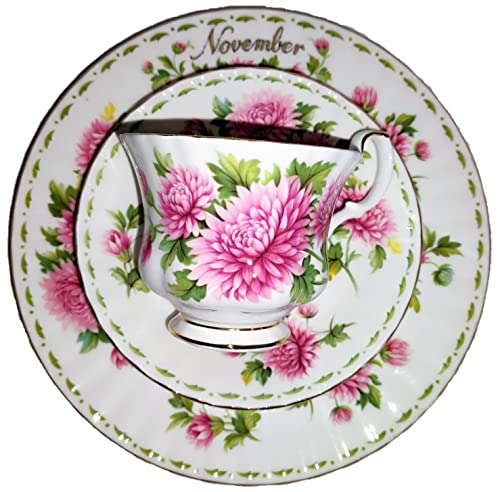 AngiesStrickZauber Venduto: Royal Albert/Original/Flower of the Month/November / 1 tazza - 1 piattino - 1 piatto da torta/originale/Bone Cina/Inghilterra