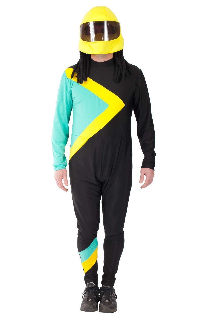 Mens Jamaican Rasta Hero Costume Bobsleigh Bobsled Team Sports Runner Jumpsuit