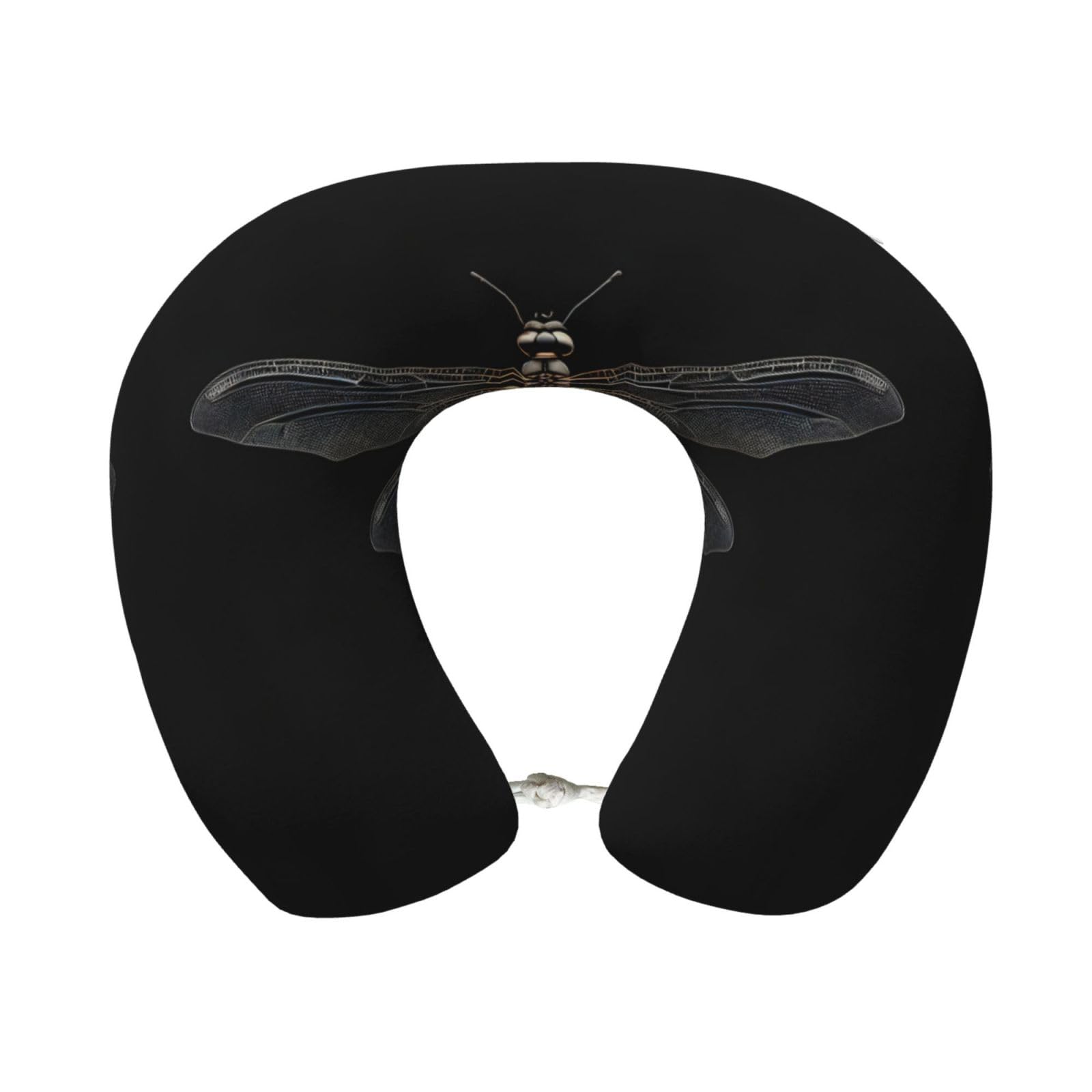 XingFox Dragonfly Black Print Custom U-Shaped Travel Pillow,Memory Foam Cervical Neck Pillow,for Napping,Plane,Car,Home,Office