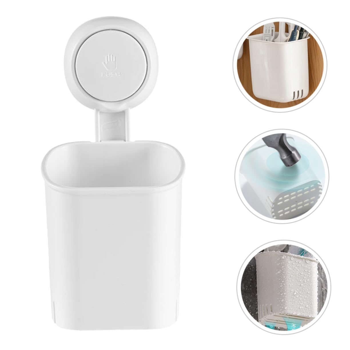2 Piezas Soporte de Cepillos de Dientes con Ventosa Fuerte para Pared Organizador de Cepillos Manuales y Eléctricos Porta Pasta y Maquinillas Caja de Almacenaje Multiusos para Baño