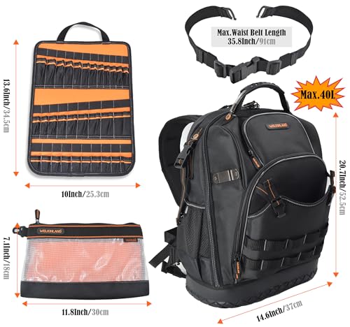 Image of WELKINLAND Tool Backpack and 4pcs Clear Tool Pouch Bundle-Professional Grade Organization
