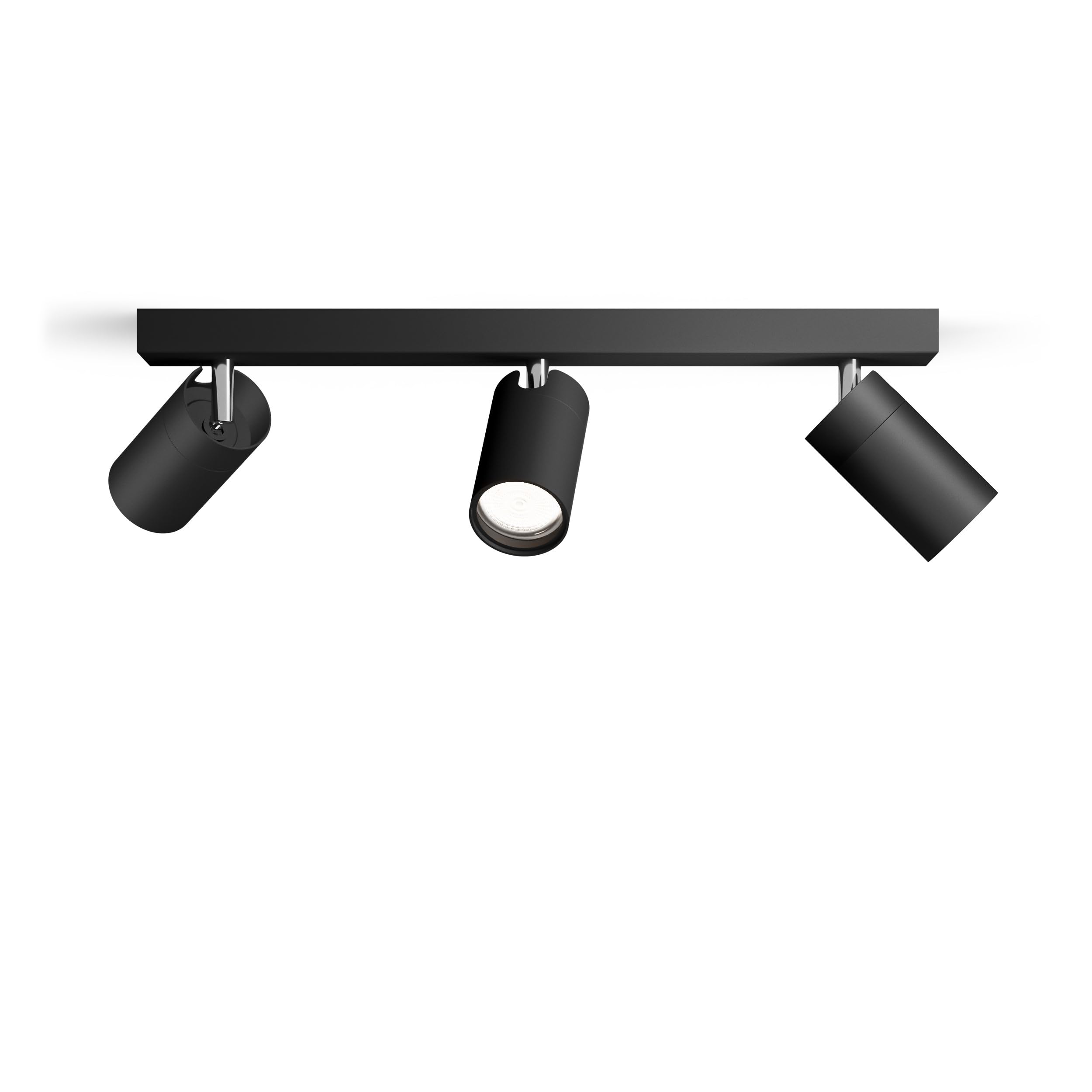 Philips Hue Idris - Faretto da incasso (nero), lampada da bagno, luce bianca calda a fredda, con interruttore dimmer Hue, faretto da soffitto a 3 luci, GU10, Hue White Ambiance